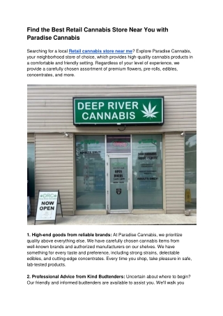 Find the Best Retail Cannabis Store Near You with Paradise Cannabis