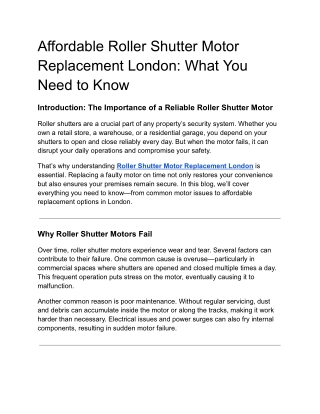 Affordable Roller Shutter Motor Replacement London_ What You Need to Know