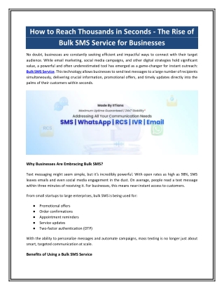 How to Reach Thousands in Seconds - The Rise of Bulk SMS Service for Businesses