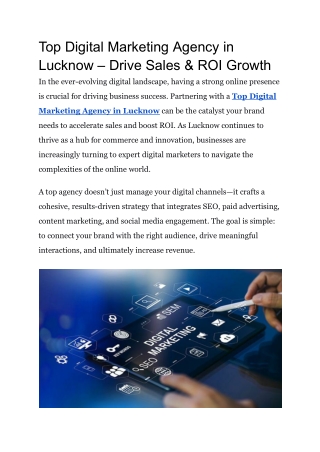 Top Digital Marketing Agency in Lucknow – Drive Sales & ROI Growth