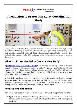 Introduction to Protection Relay Coordination Study