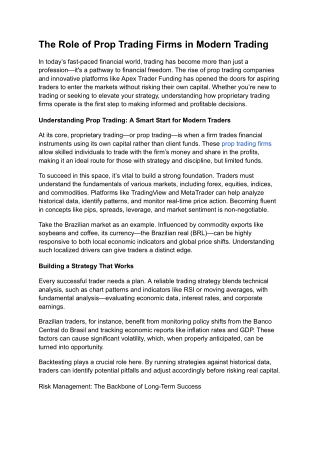 The Role of Prop Trading Firms in Modern Trading