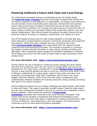 Powering California’s Future with Clean and Local Energy