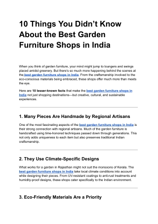 10 Things You Didn’t Know About the Best Garden Furniture Shops in India