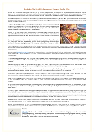 Exploring The Best Fish Restaurants Swansea Has To Offer