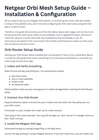 Netgear Orbi Mesh Setup Guide – Installation & Configuration
