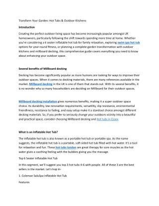 Transform Your Garden Hot Tubs & Outdoor Kitchens