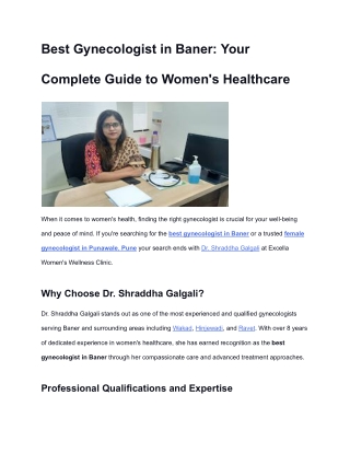 Best Gynecologist in Baner_ Your Complete Guide to Women's Healthcare