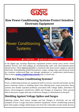 How Power Conditioning Systems Protect Sensitive Electronic Equipment