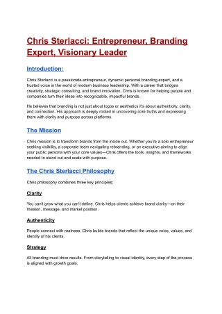 Chris Sterlacci: Building Brands with Purpose, Power, and Personality