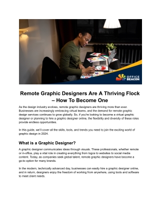 Remote Graphic Designers Are A Thriving Flock – How To Become One