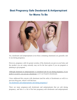 Best Pregnancy Safe Deodorant & Antiperspirant for Moms To Be