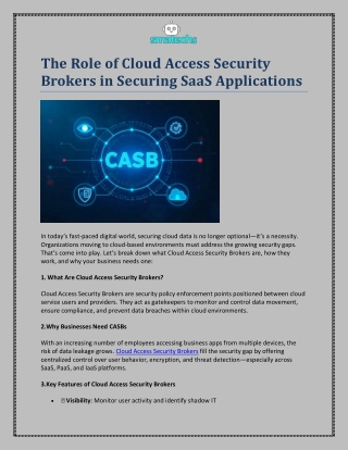 The Role of Cloud Access Security Brokers in Securing SaaS Applications