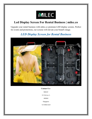 Led Display Screen For Rental Business milec.co