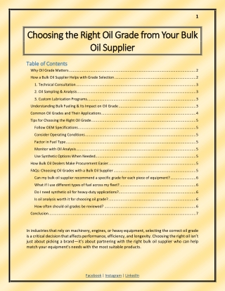 Choosing the Right Oil Grade from Your Bulk Oil Supplier