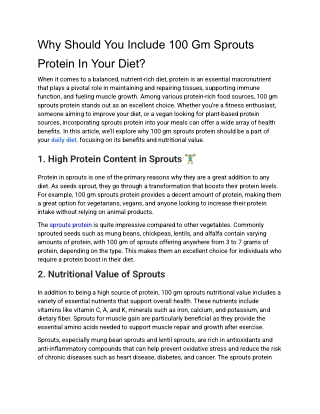 Why Should You Include 100 Gm Sprouts Protein In Your Diet