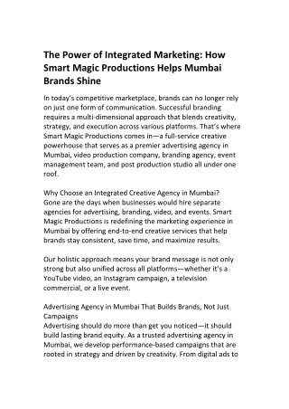 Smart Magic Productions | Creative Growth Partner in Mumbai