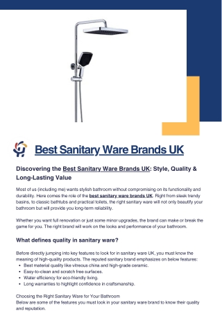Discovering the Best Sanitary Ware Brands UK Style, Quality & Long-Lasting Value