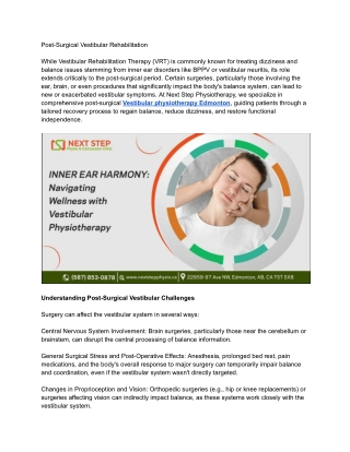 Post-Surgical Vestibular Rehabilitation