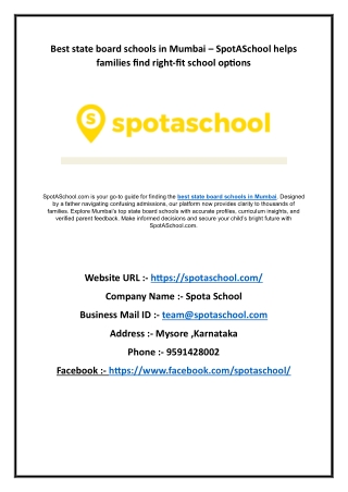 Best state board schools in Mumbai – SpotASchool helps families find right-fit school options