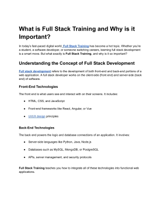 A  - What is Full Stack Training and Why is it Important