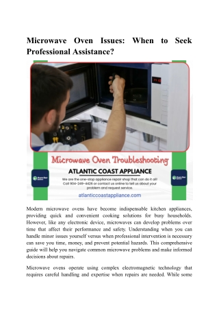 Microwave Oven Issues When to Seek Professional Assistance