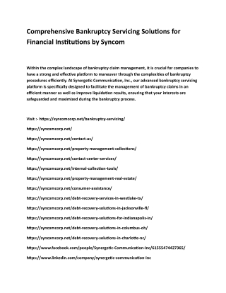 Comprehensive Bankruptcy Servicing Solutions