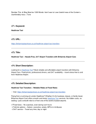 Heathrow Taxi – Hassle-Free, 24/7 Airport Transfers with Britannia Airport Cars