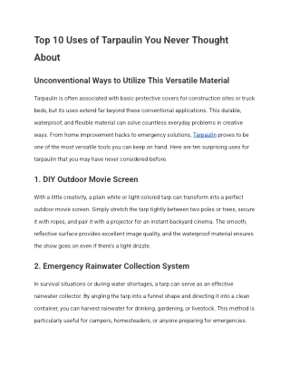 Top 10 Uses of Tarpaulin You Never Thought About