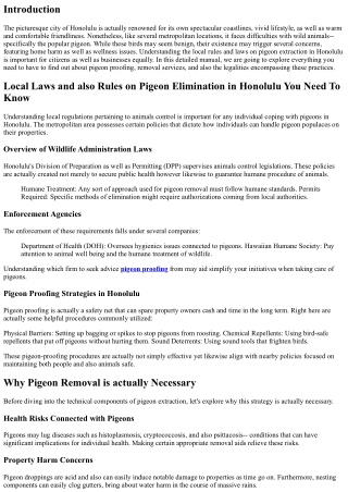 Local Laws and Regulations on Pigeon Removal in Honolulu You Should Know