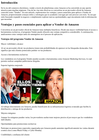 Ventajas y pasos esenciales para aplicar a Vendor de Amazon