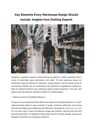 Key Elements Every Warehouse Design Should Include: Insights from Drafting Exper