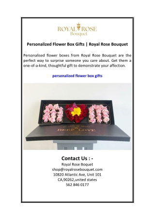 Personalized Flower Box Gifts  Royal Rose Bouquet