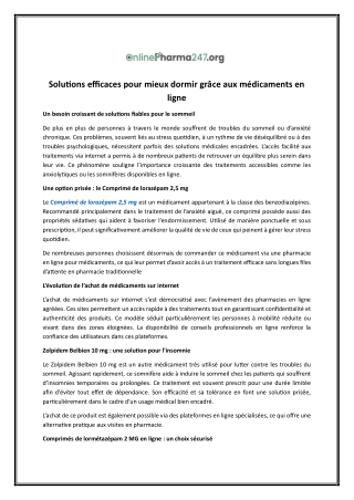 Comprimés de lormétazépam 2 mg en ligne | Onlinepharma247.org