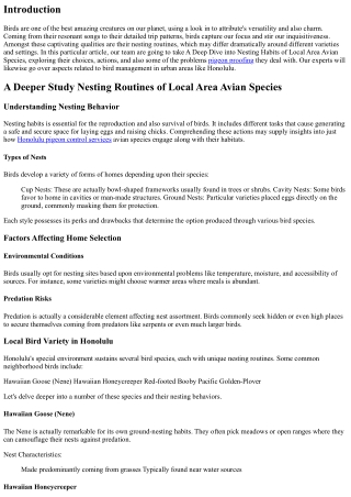 A Deep Dive into Nesting Habits of Local Avian Species