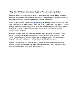 Why the IHOP Menu Remains a Staple in American Dining Culture (1)