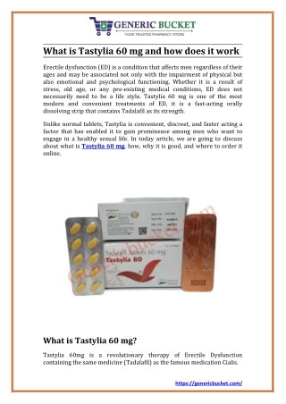 What is Tastylia 60 mg and how does it work