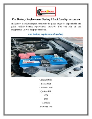 Car Battery Replacement Sydney  Back2roadtyres.com.au