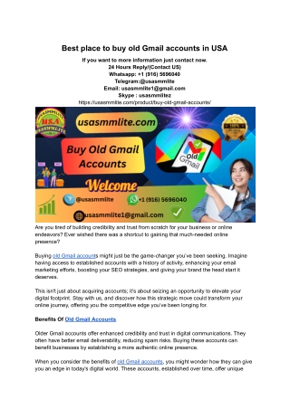 Best place to buy old Gmail accounts in USA