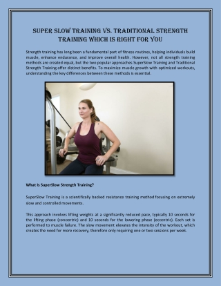 Super Slow Training vs. Traditional Strength Training Which Is Right for You
