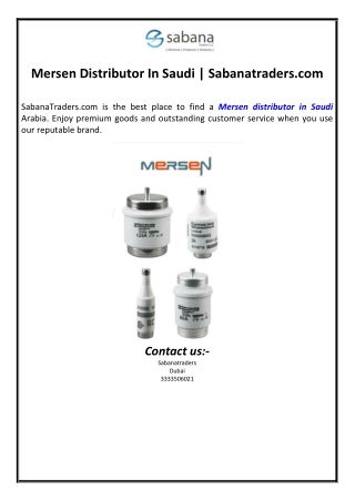 Mersen Distributor In Saudi | Sabanatraders.com