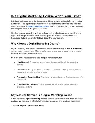 Is a Digital Marketing Course Worth Your Time?