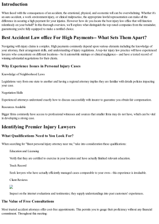 "Finest Injury Law Firm For High Payments-- What Sets Them Apart?