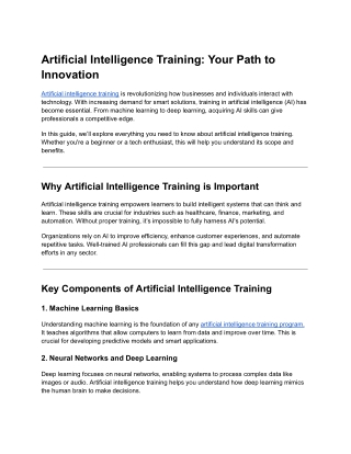 Artificial Intelligence Training: Your Path to Innovation