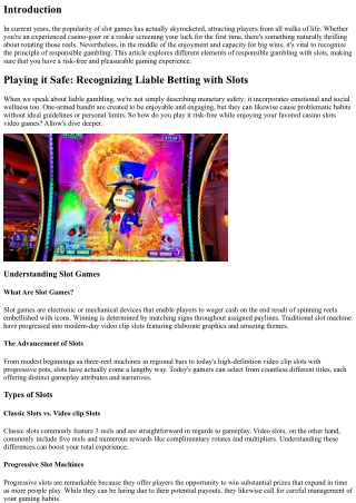 Playing it Safe: Recognizing Responsible Gaming with Ports