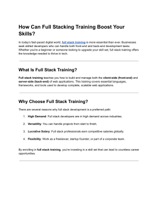 article full stack''How Can Full Stacking Training Boost Your Skills