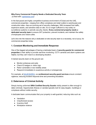 Why Every Commercial Property Needs a Dedicated Security Team