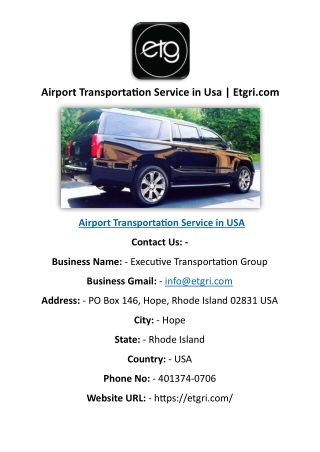 Airport Transportation Service in Usa
