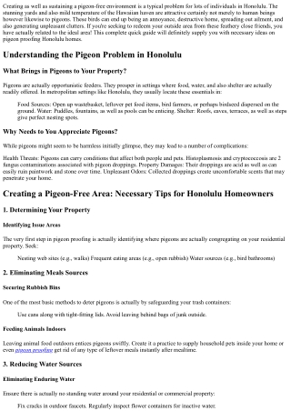 Creating a Pigeon-Free Zone: Essential Tips for Honolulu Homeowners