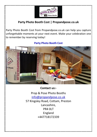 Party Photo Booth Cost  Propandpose.co.uk